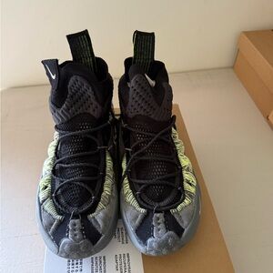 Nike Black and Green High-Top Sneakers with Camouflage Design